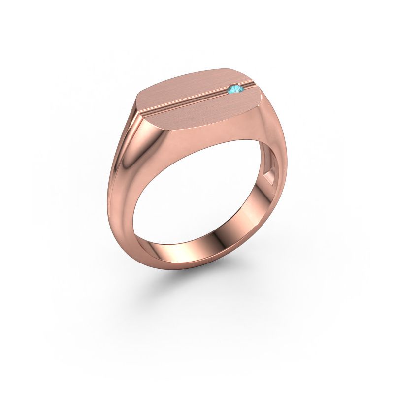 Herren ring Stijn 585 Roségold Blau Topas 2 mm