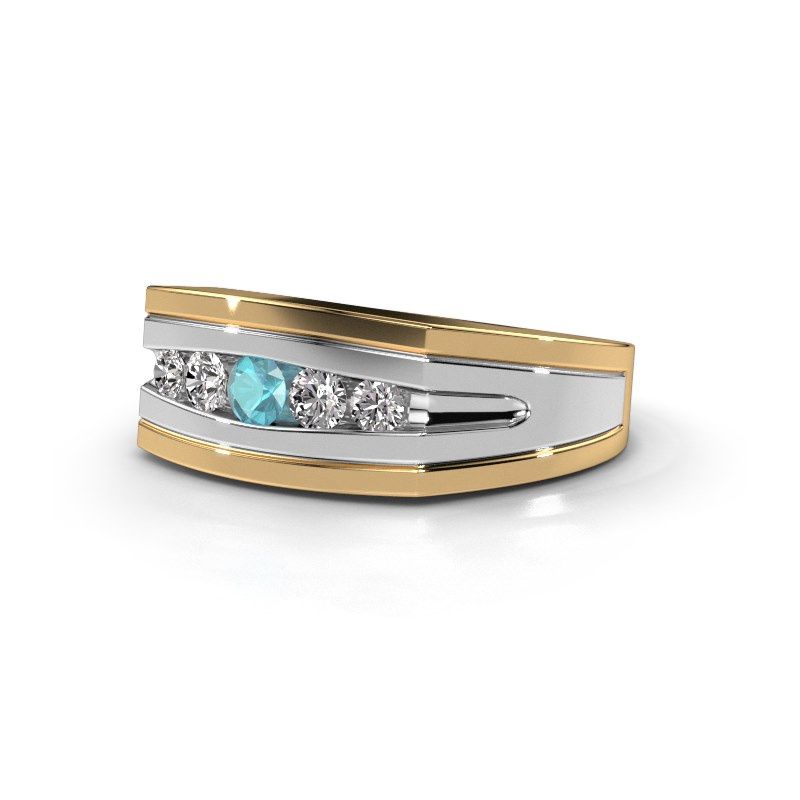 Image de Bague pour homme Huub<br/>585 or jaune<br/>Topaze bleue 3.7 mm