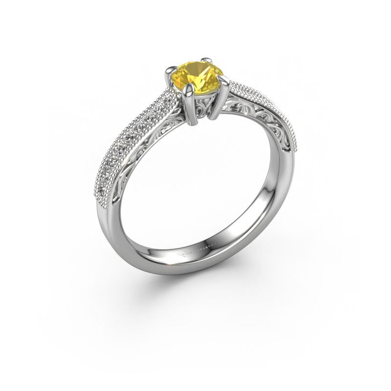 Verlobungsring Shonta RND 585 Weißgold Gelb Saphir 4.7 mm
