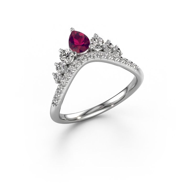 Aanschuifring Crown B 585 witgoud rhodoliet 5x4 mm