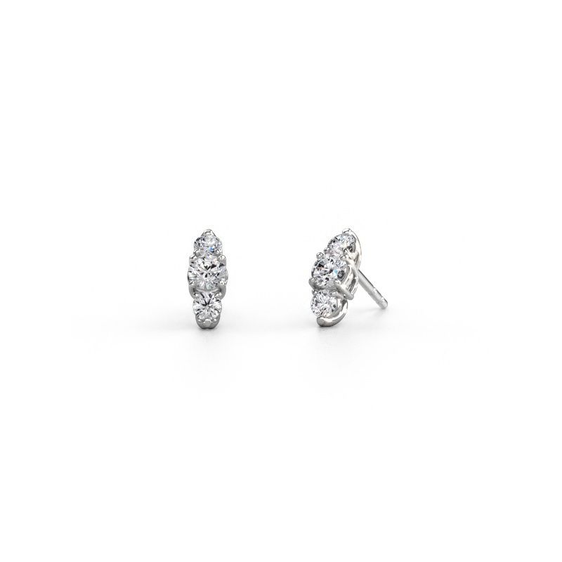 Boucles d'oreilles Amie 585 or blanc diamant synthétique 0.90 crt