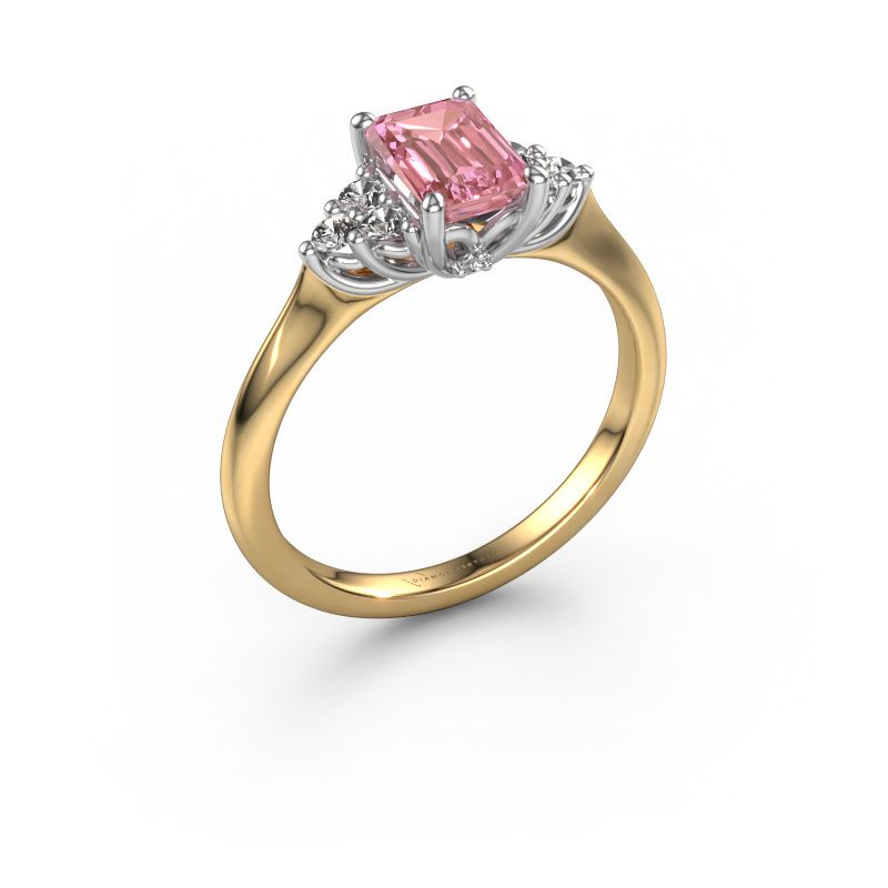 Engagement ring Felipa EME 585 gold pink lab grown diamond 7x5 mm