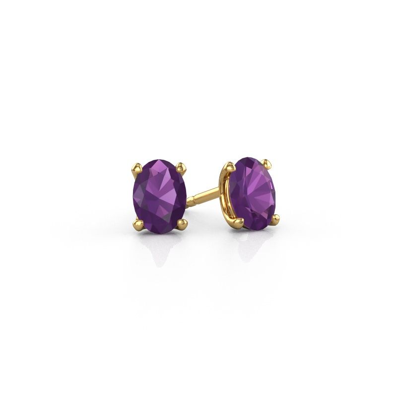 Clous d'oreilles Sam OVL 585 or jaune améthyste 7x5 mm