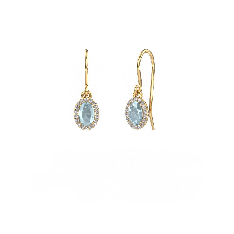 Drop earrings Seline 2 ovl 585 gold aquamarine 6x4 mm