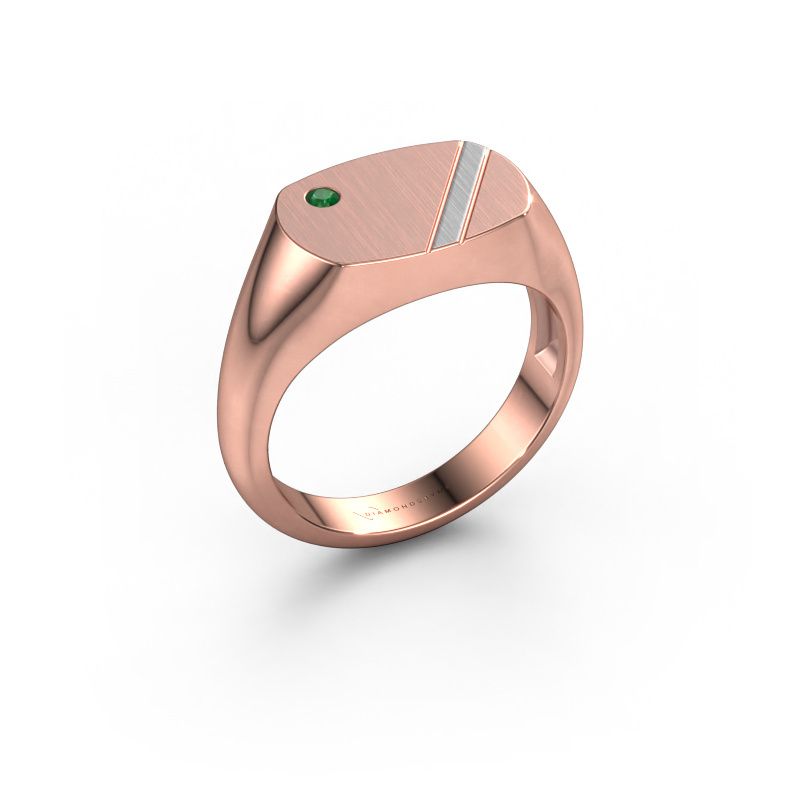 Heren ring Bram 2 585 rosé goud smaragd 2 mm