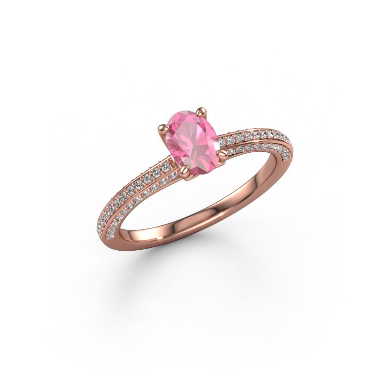 Engagement ring Elenore ovl 585 rose gold pink sapphire 6.5x4.5 mm