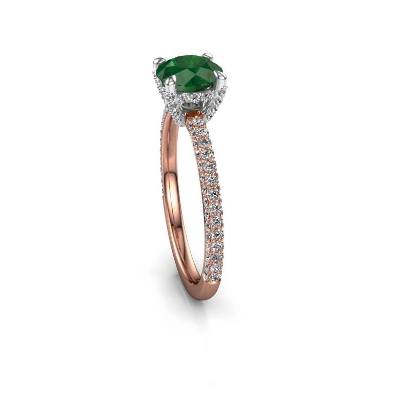 Image of Engagement ring saskia rnd 2<br/>585 rose gold<br/>Emerald 6.5 mm