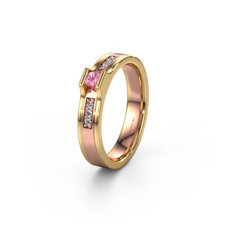 Wedding ring WH2110L14A 585 rose gold pink sapphire ±4x1.7 mm