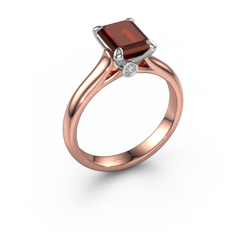 Bague de fiançailles Valorie eme 1 585 or rose grenat 9x7 mm