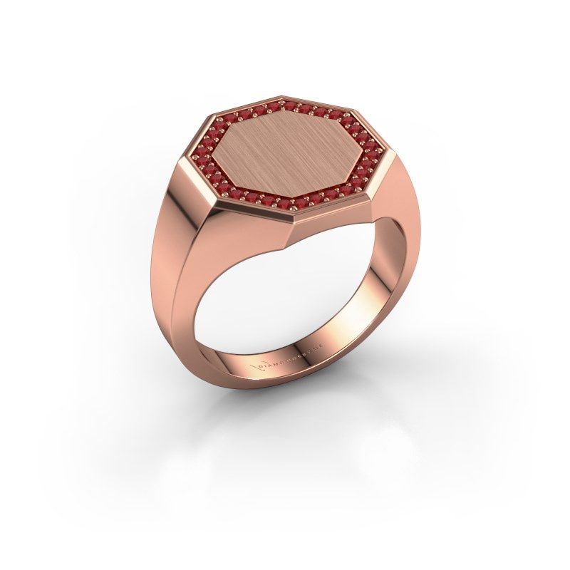 Image of Men's ring floris octa 3<br/>585 rose gold<br/>Ruby 1.2 mm