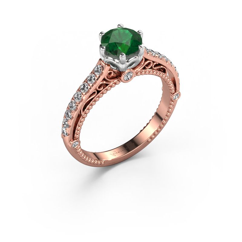 Verlobungsring Venita 585 Roségold Smaragd 6.5 mm