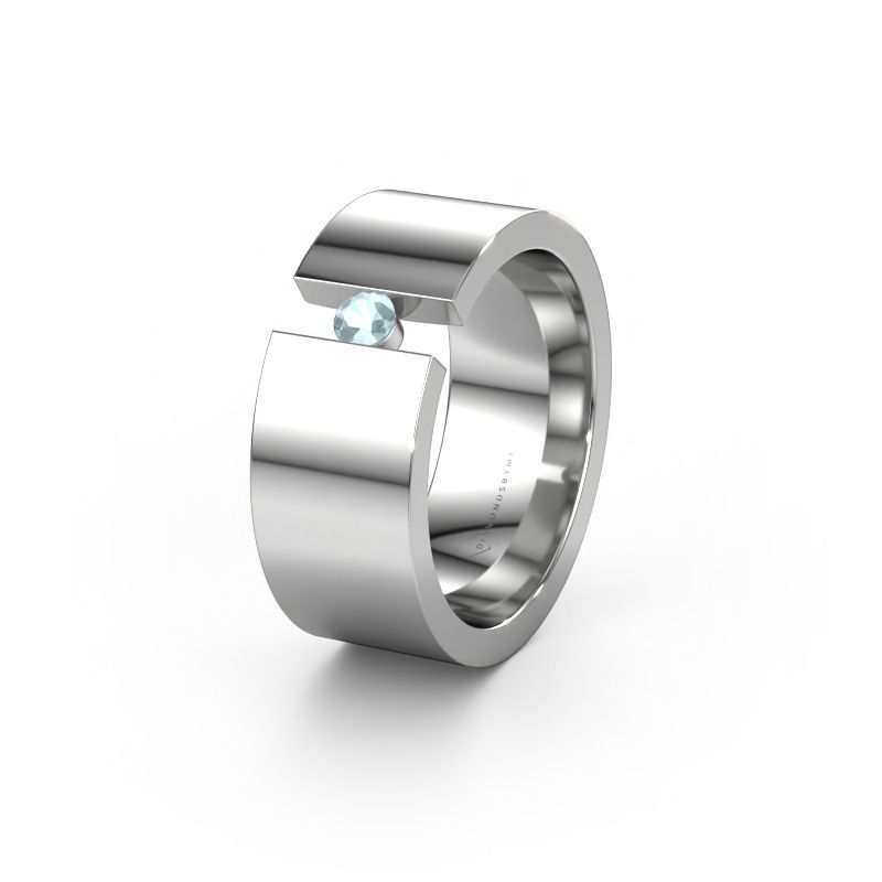 Wedding ring WH0146L18BP 585 white gold aquamarine ±0.31x0.08 in