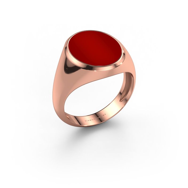 Chevalière Herman 4 light 585 or rose cornaline 15x12 mm