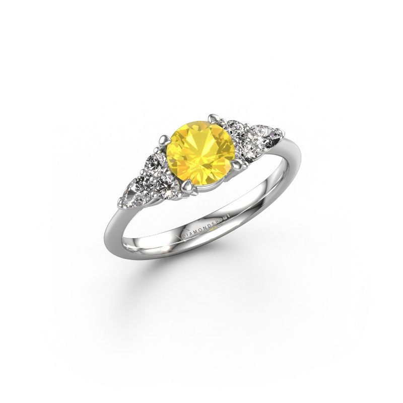 Verlovingsring Melani RND 950 platina gele saffier 6 mm