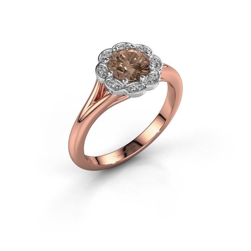 Afbeelding van Aanzoeksring Claudine 585 rosé goud bruine diamant 0.84 crt