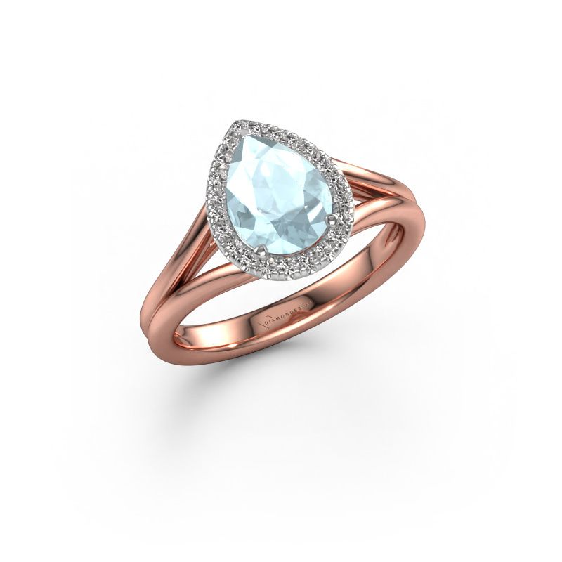 Verlobungsring Verla pear 1 585 Roségold Aquamarin 8x6 mm