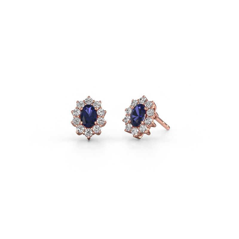 Oorbellen Leesa 585 rosé goud saffier 6x4 mm