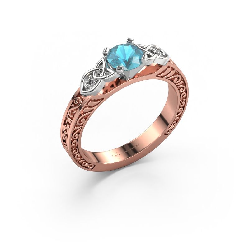 Engagement ring Gillian 585 rose gold blue topaz 5 mm