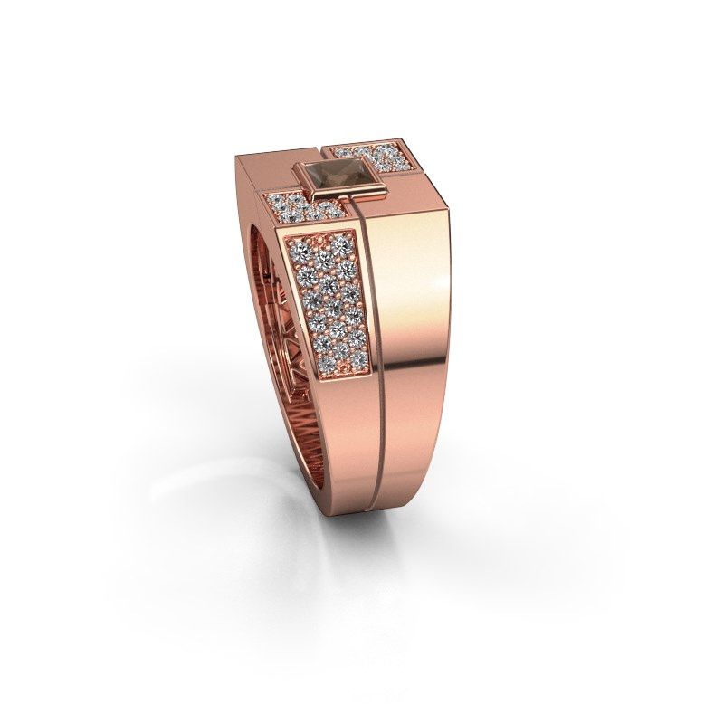 Afbeelding van Heren ring Rogier<br/>585 rosé goud<br/>Rookkwarts 4 mm