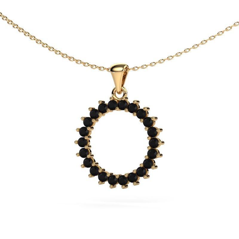 Pendant Round 3 585 gold black diamond 0.792 crt