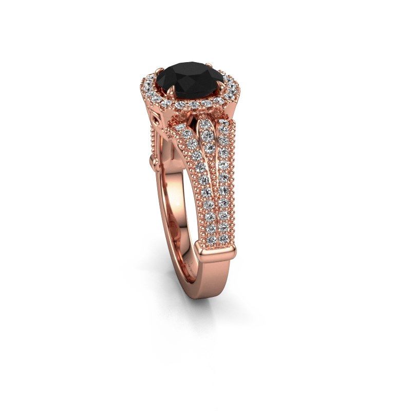 Image of Engagement ring Darla 585 rose gold black diamond 1.689 crt