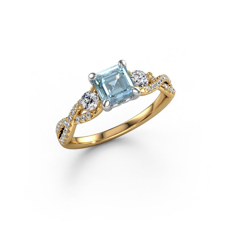 Engagement ring Marilou ASC 585 gold blue lab grown diamond 5.5 mm