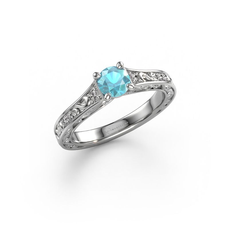 Engagement ring Mallory RND 950 platinum blue topaz 5 mm