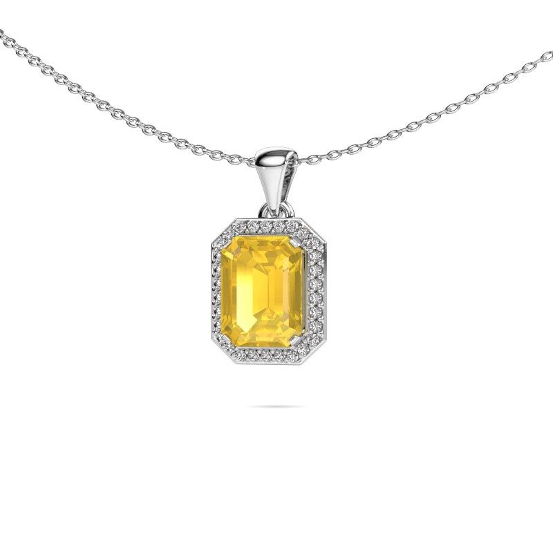 Pendentif Dodie 585 or blanc saphir jaune 8x6 mm