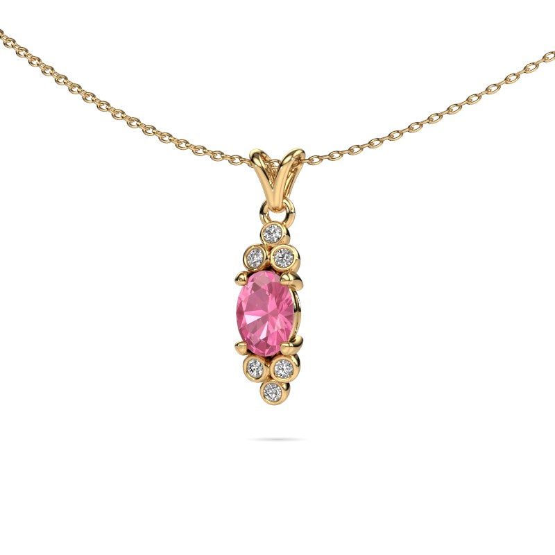 Pendentif Lucy 2 585 or jaune saphir rose 7x5 mm