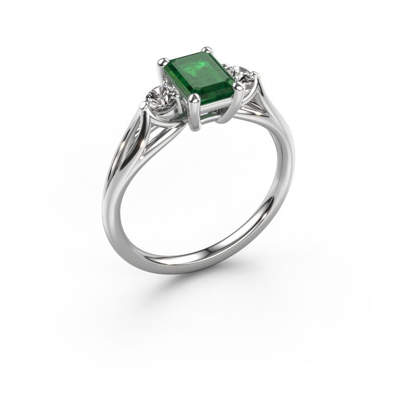 Engagement ring Amie EME 950 platinum emerald 7x5 mm