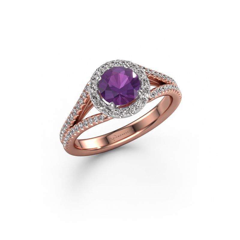 Bague de fiançailles Verla rnd 2 585 or rose améthyste 6.5 mm