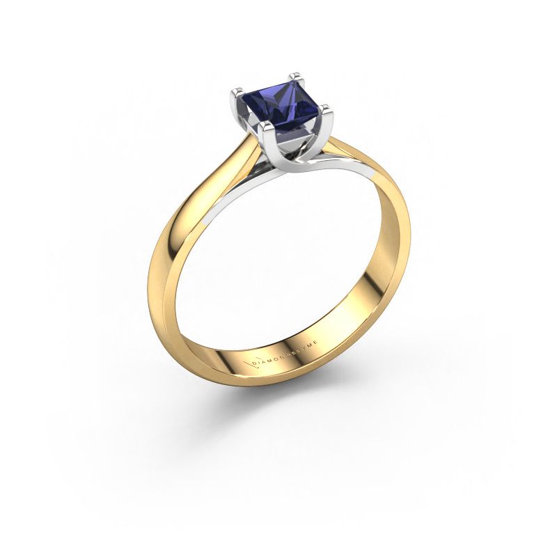 Aanzoeksring Mia Square 585 goud saffier 4 mm