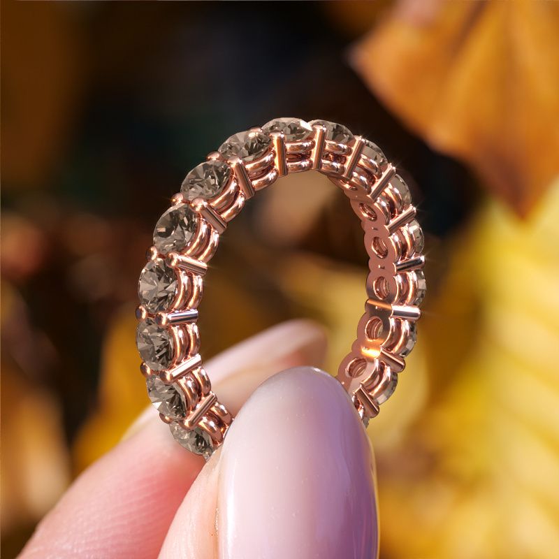 Image of Stackable ring Michelle full 3.4 585 rose gold brown diamond 2.85 crt