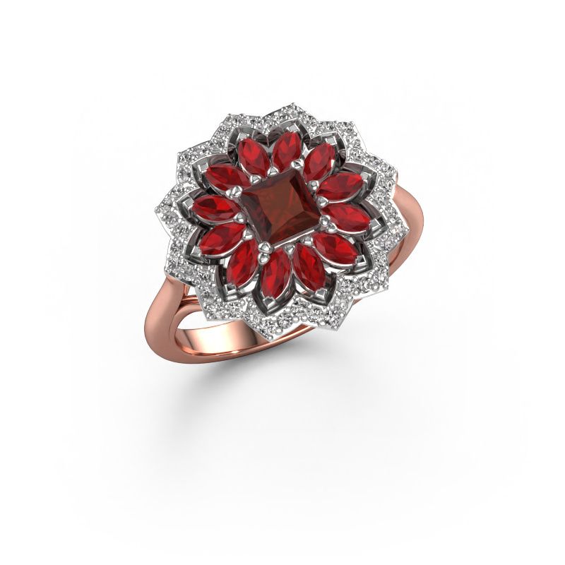 Verlobungsring Franka 585 Roségold Granat 4 mm