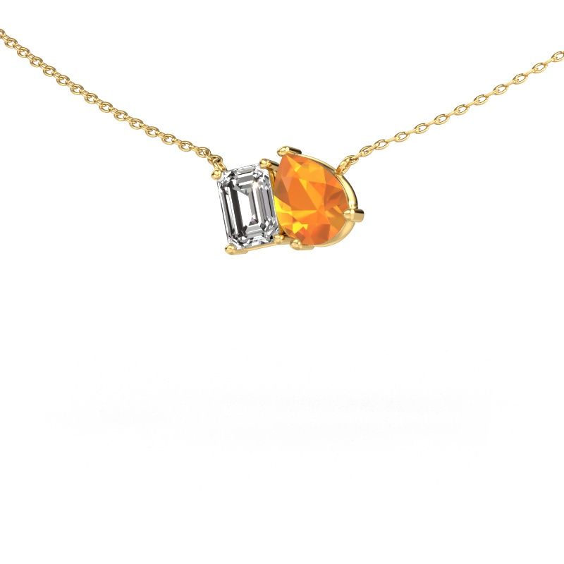 Pendant Toi et Moi PER EME 585 gold citrin 8x6 mm