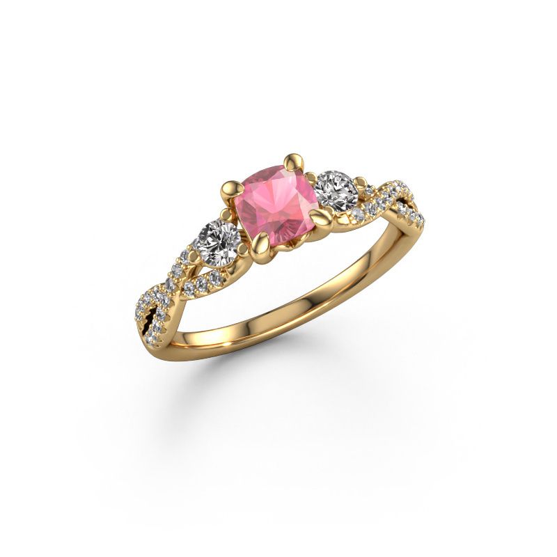 Engagement ring Marilou CUS 585 gold tourmaline pink 5 mm