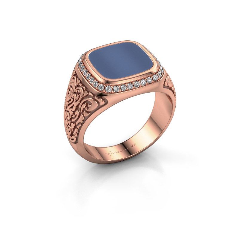 Afbeelding van Heren ring jesse 3<br/>585 rosé goud<br/>blauw lagensteen 10x10 mm
