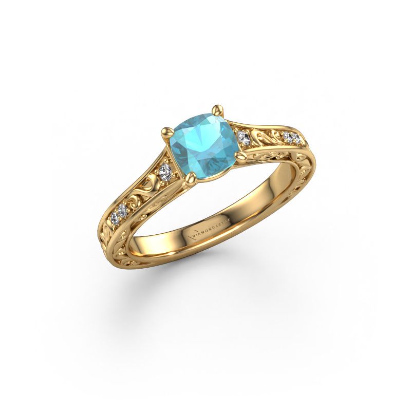 Bague de fiançailles Mallory CUS 585 or jaune topaze bleue 5.5 mm