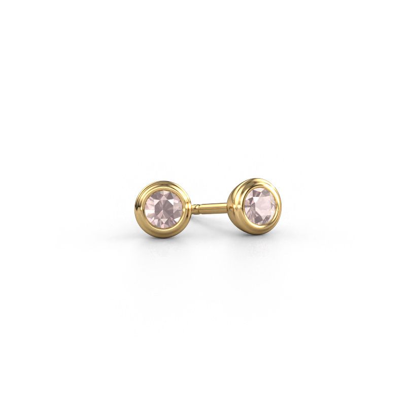 Stud earrings Shemika 585 gold morganite champagne 4 mm