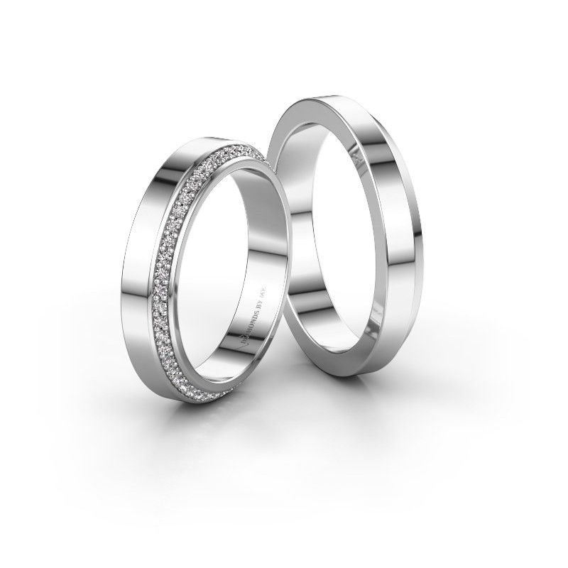 Image of Wedding rings set WH2106LM14C ±4x2.2 mm 14 Carat white gold diamond 0.335 crt