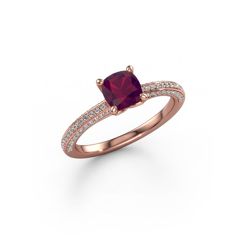 Verlovingsring Elenore cus 585 rosé goud rhodoliet 5.5 mm