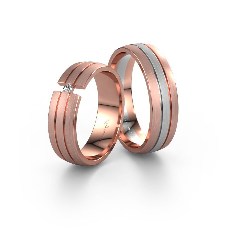 Eheringe set WH0402LM26AM ±6x1.7 mm 14 Karat Weißgold Diamant 0.03 crt