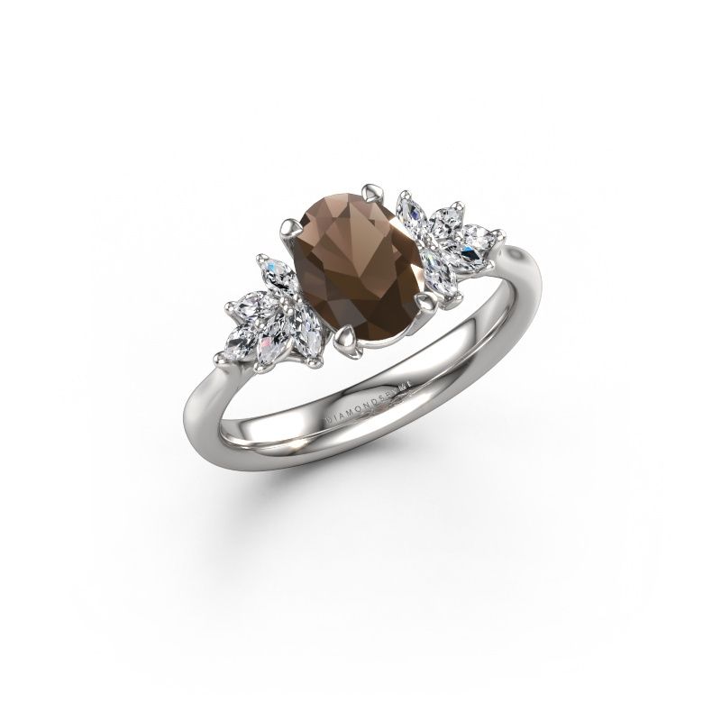 Verlobungsring Fiona OVL 950 Platin Rauchquarz 8x6 mm
