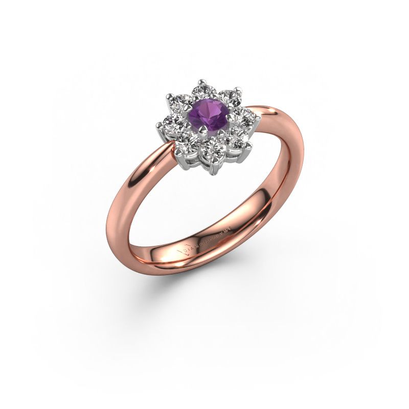 Verlovingsring Camille 1 585 rosé goud amethist 3.4 mm