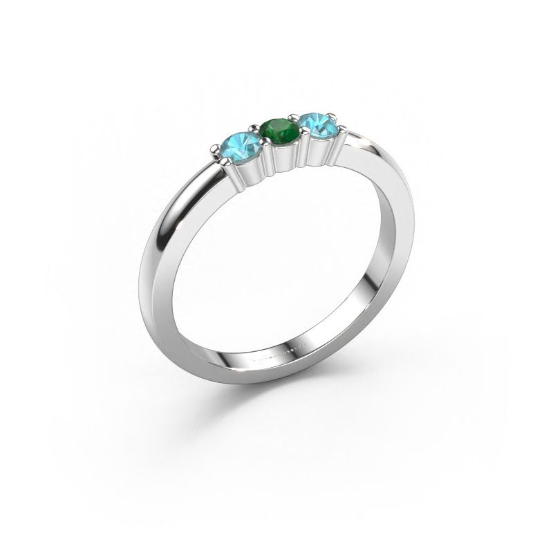 Ring Yasmin 3 585 witgoud smaragd 3 mm
