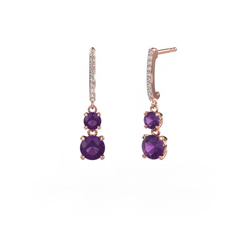 Oorhangers Tanja 2 585 rosé goud amethist 4.2 mm