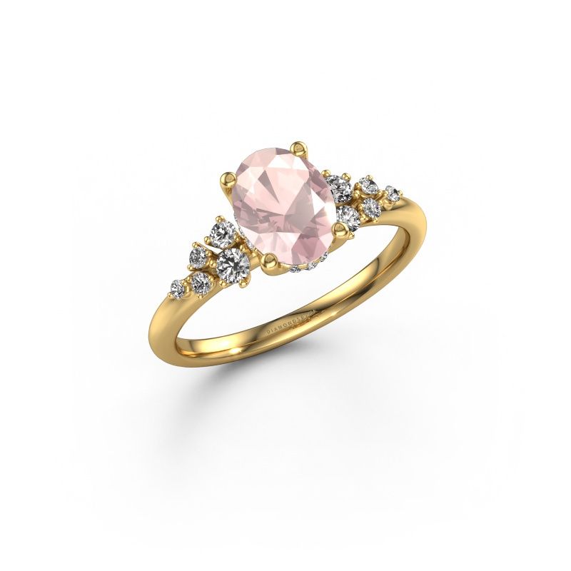 Engagement ring Emma OVL 585 gold morganite champagne 8x6 mm