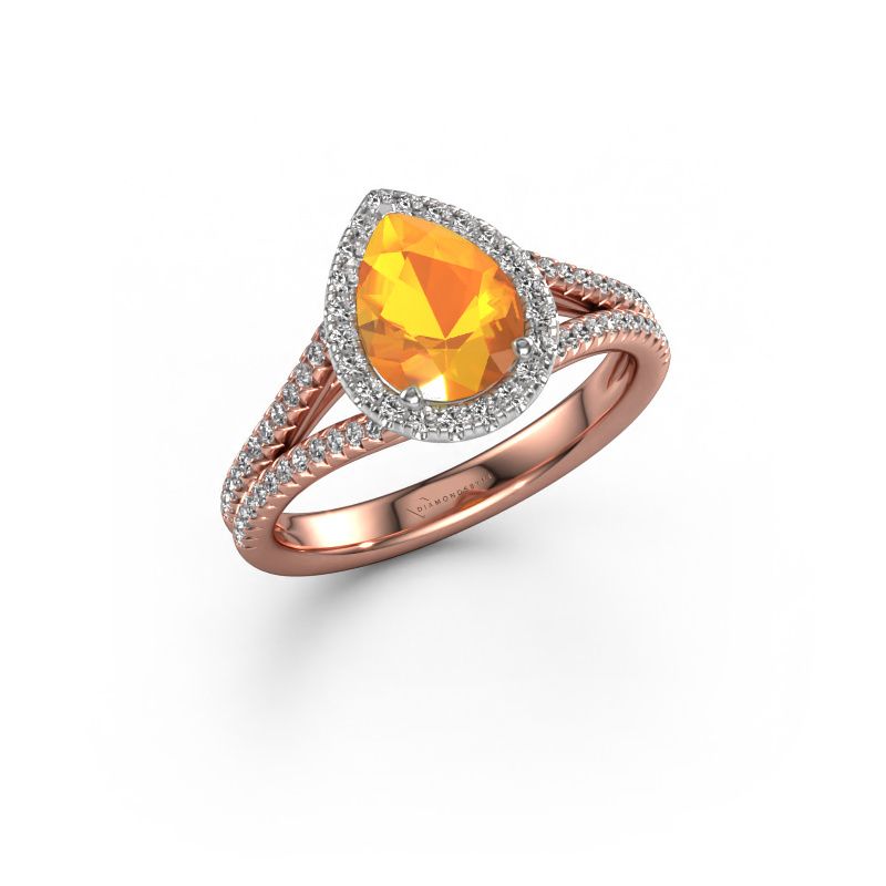 Bague de fiançailles Verla pear 2 585 or rose citrine 8x6 mm