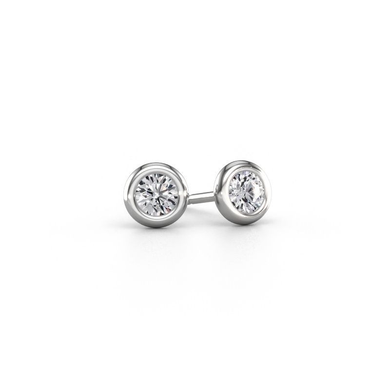 Clous d'oreilles Lieke RND 950 platine diamant synthétique 0.50 crt