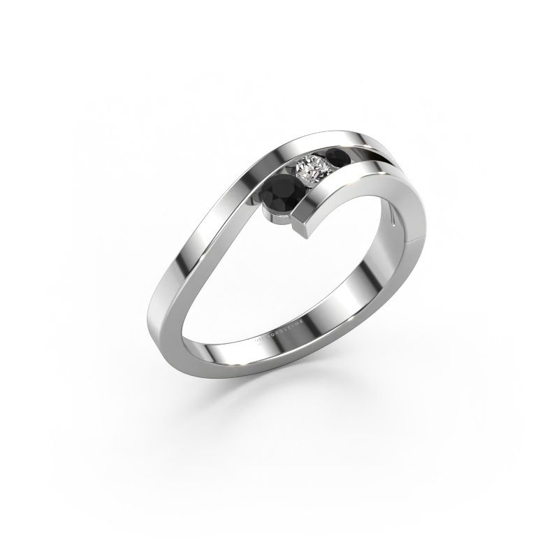 Ring Evalyn 2 585 witgoud zwarte diamant 0.182 crt